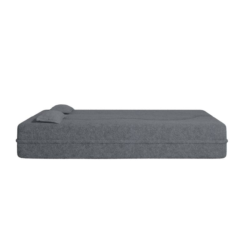 Convertible Teddy Fabric Foam-Filled Sleeper Sofa Bed