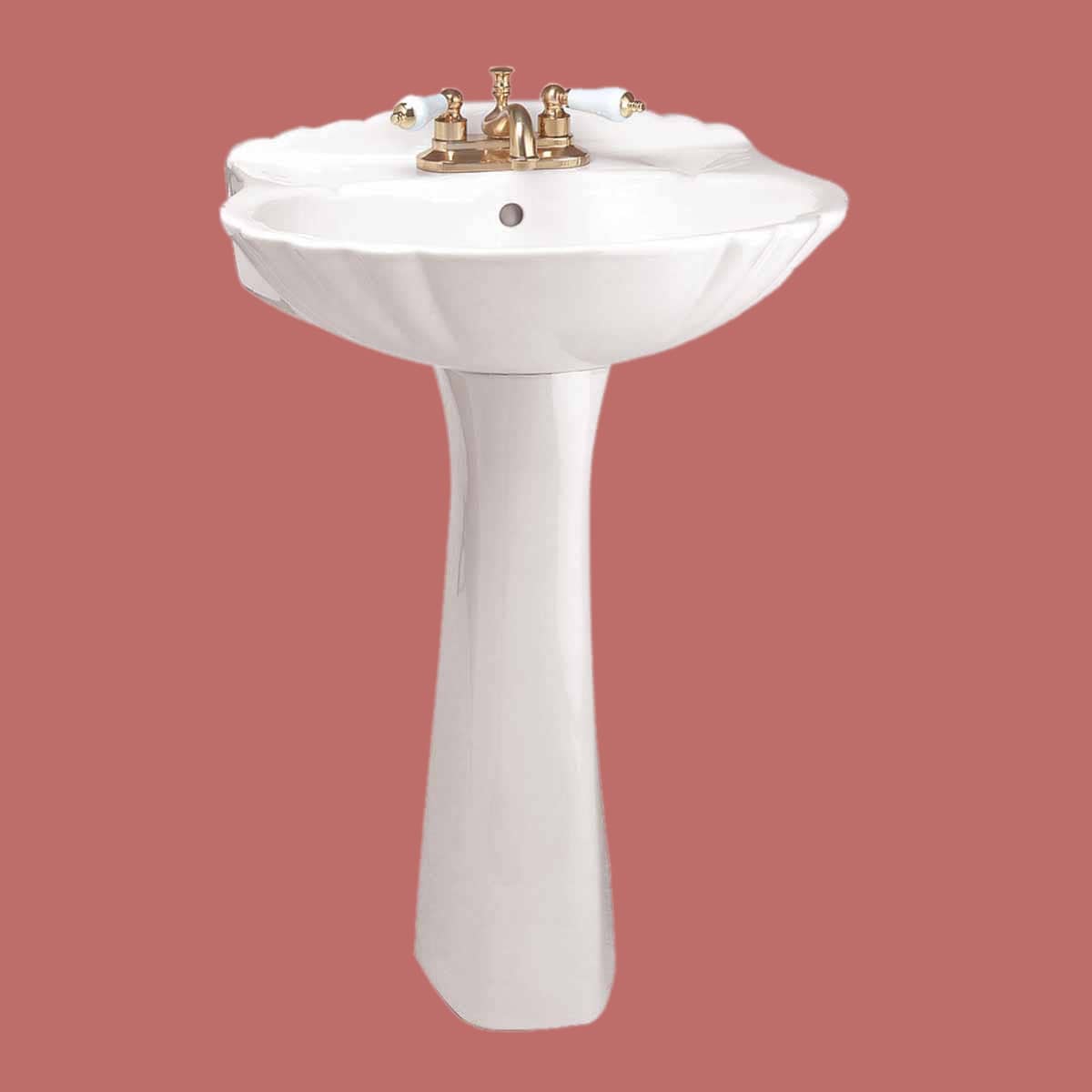 White China Pedestal Sink Bathroom Shell Shape 23 W X 33 1 8 H