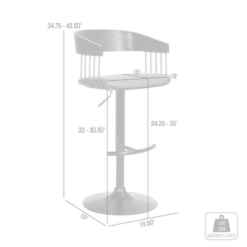 Larisa Metal and Wood Adjustable Height Swivel Bar Stool