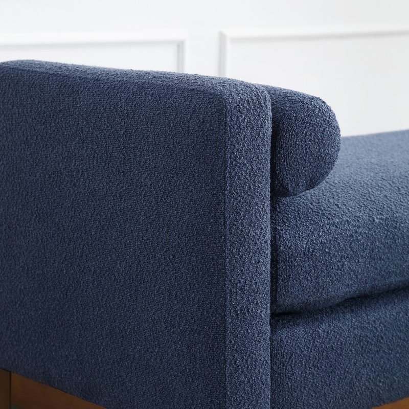 Upholstered Entryway Bench with Solid Wood Legs & Bolster Pillows