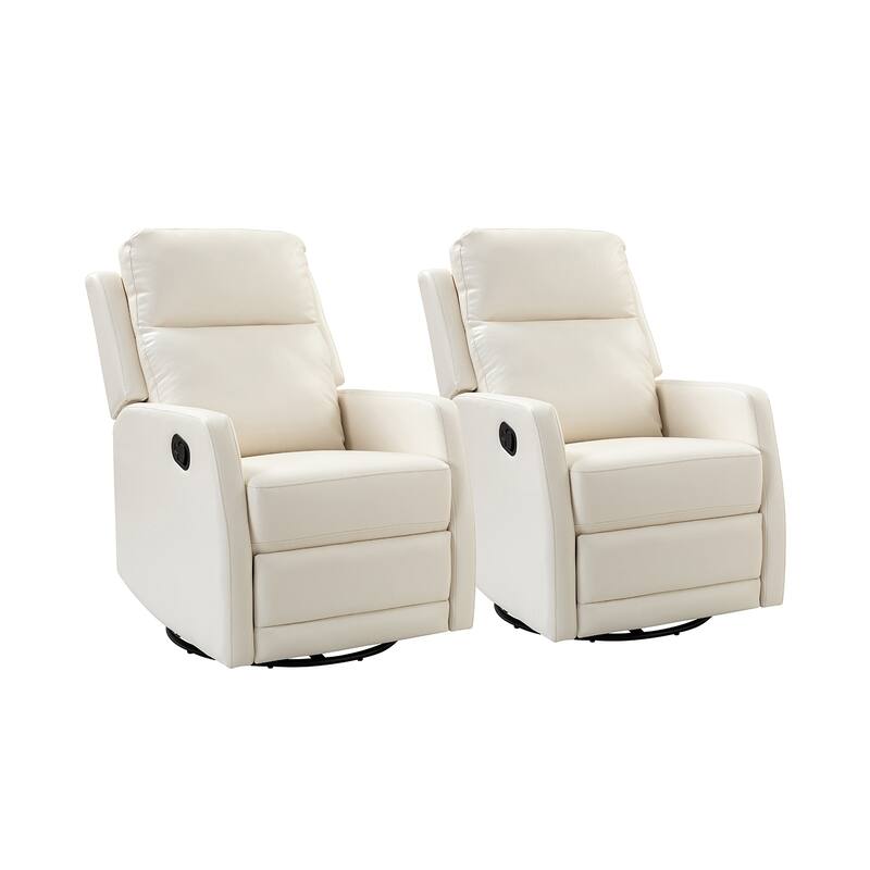 Esteban Modern Faux Leather Manual Rocking Swivel Recliner with Wingback Set of 2