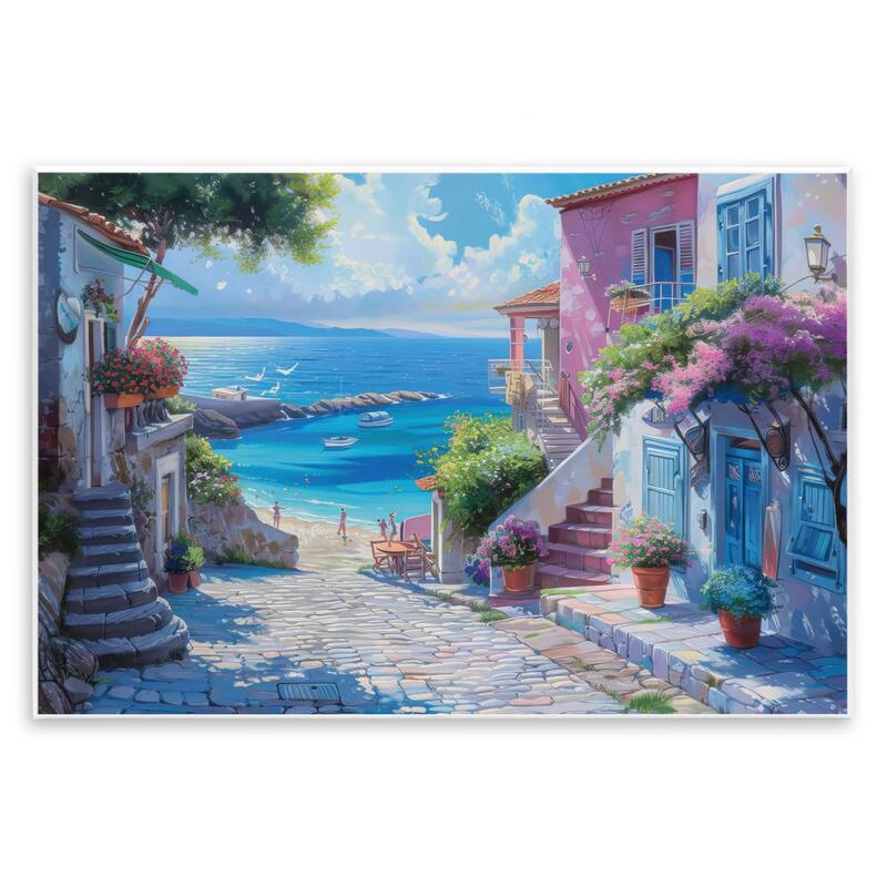Stupell Seaside Village Cobblestones Wall Plaque Art Design By LSR Design Studio - 15 x 10