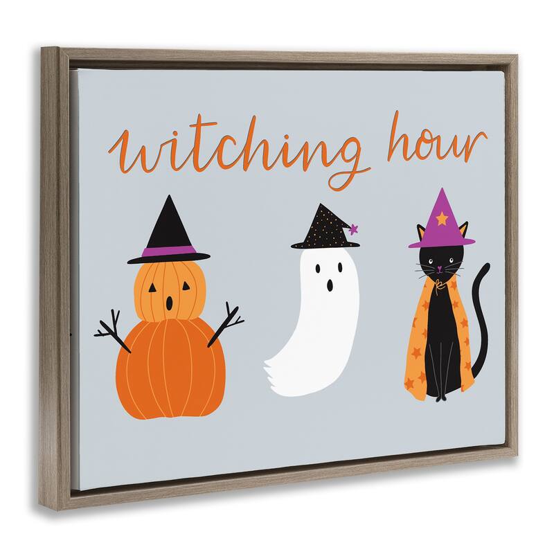 Stupell Cute Halloween Witching Hour Framed Floater Canvas Wall Art Design By Sazerelli Designs
