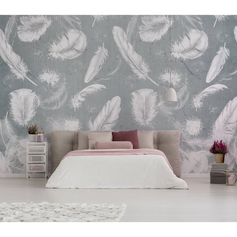 GK Wall Design Vintage White Feather Pattern Modern Minimalist Removable Wallpaper
