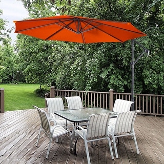 giantex 10 hanging umbrella patio sun shade offset outdoor market Just pop open the umbrella and ground stakes for extra stability. Costway 10' Hanging Umbrella Patio