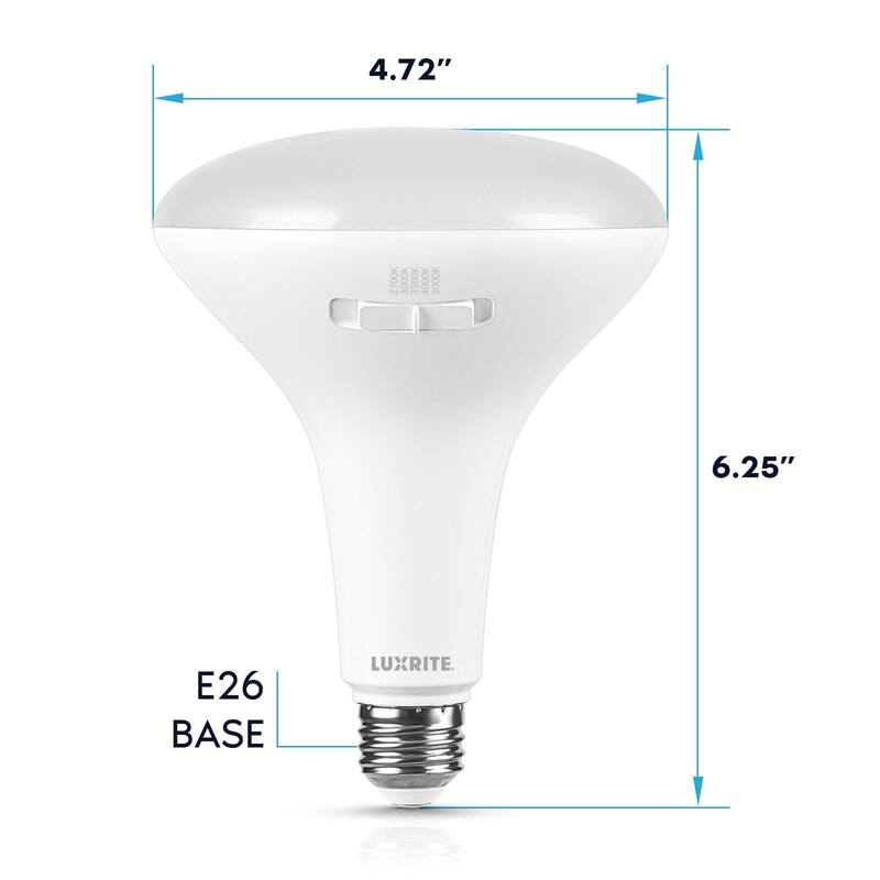Luxrite BR40 LED Light Bulb 12W=90W 5CCT Dimmable 1080LM LED Flood Light Bulb E26 Base 4 Pack