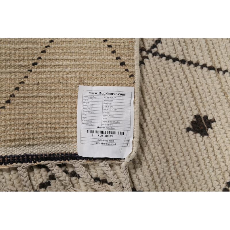 Trellis Moroccan Area Rug Hand-Knotted Wool Carpet - 7'11"x 10'9"
