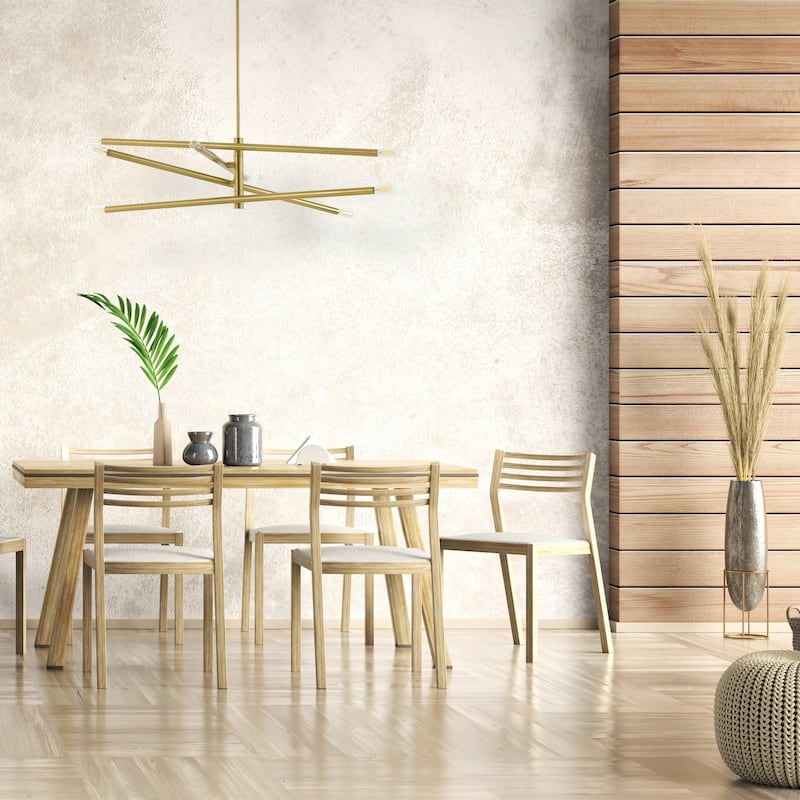 8 Light Pendant Light - Aged Brass Chandelier - Modern Ceiling Light Fixture for Dining Room - 7