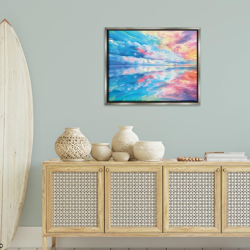 Stupell Prismatic Rainbow Sunset Framed Floater Canvas Wall Art Design By Michael Ward