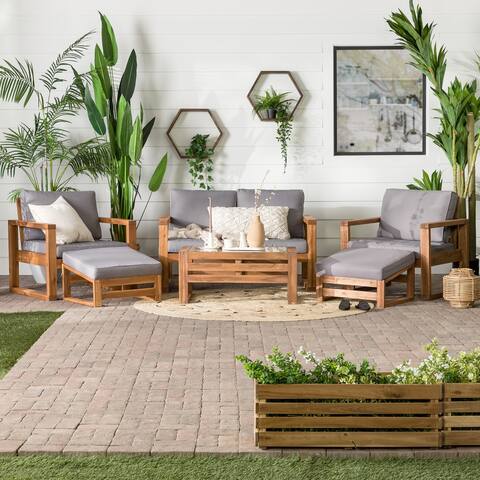 Middlebrook Hudson 6-Piece Acacia Frame Outdoor Chat Set