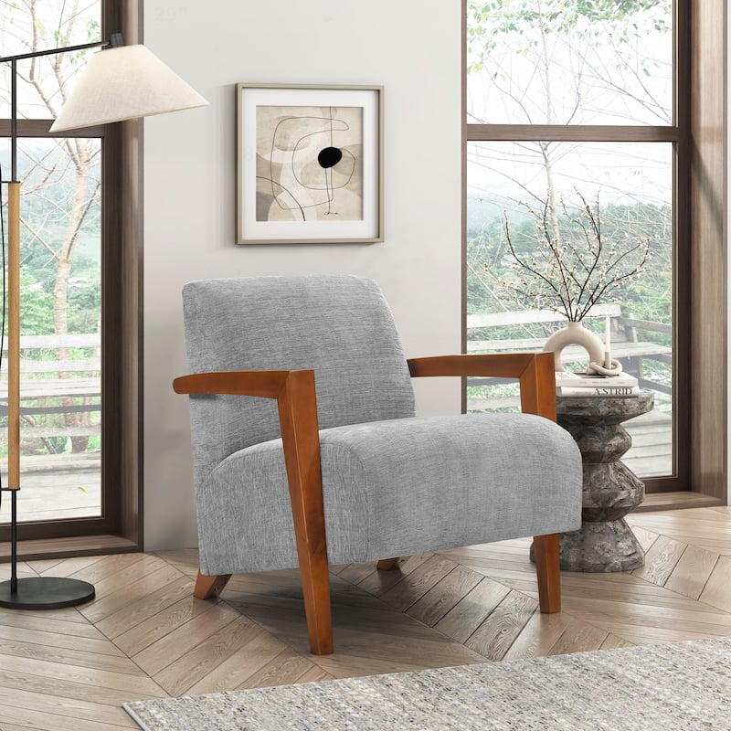 Luxurious Solid Wood Accent Chair for Stylish Living Rooms - Grey
