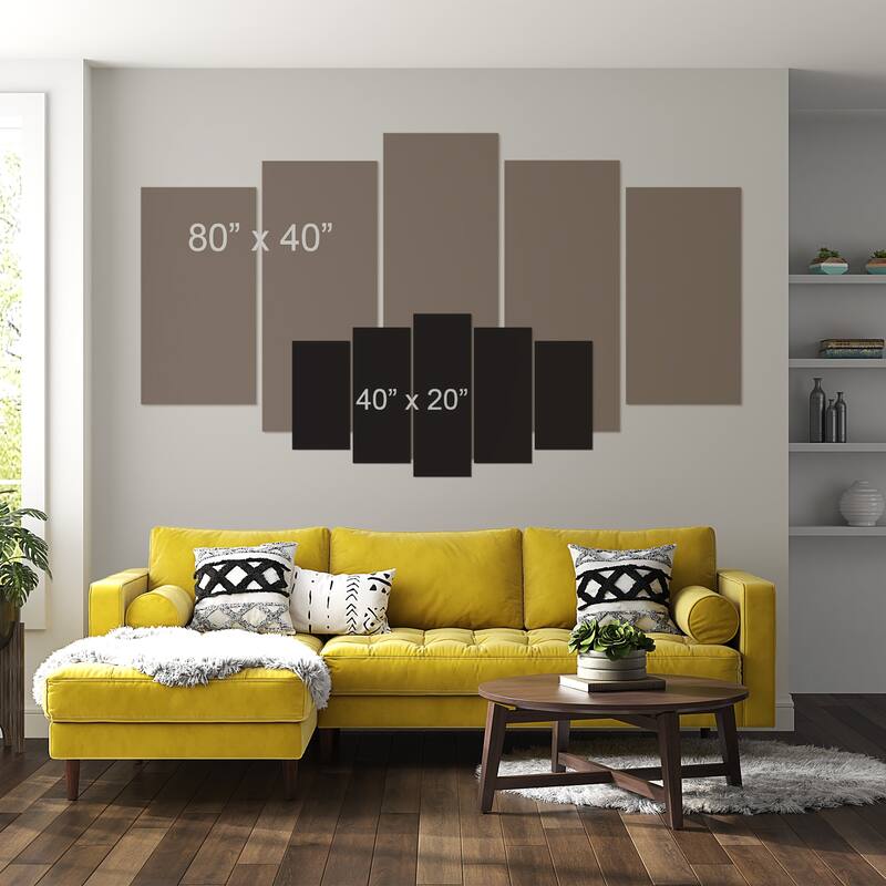 Vintage Canvas Wall Art - Wooden Hearts - 5 Pieces