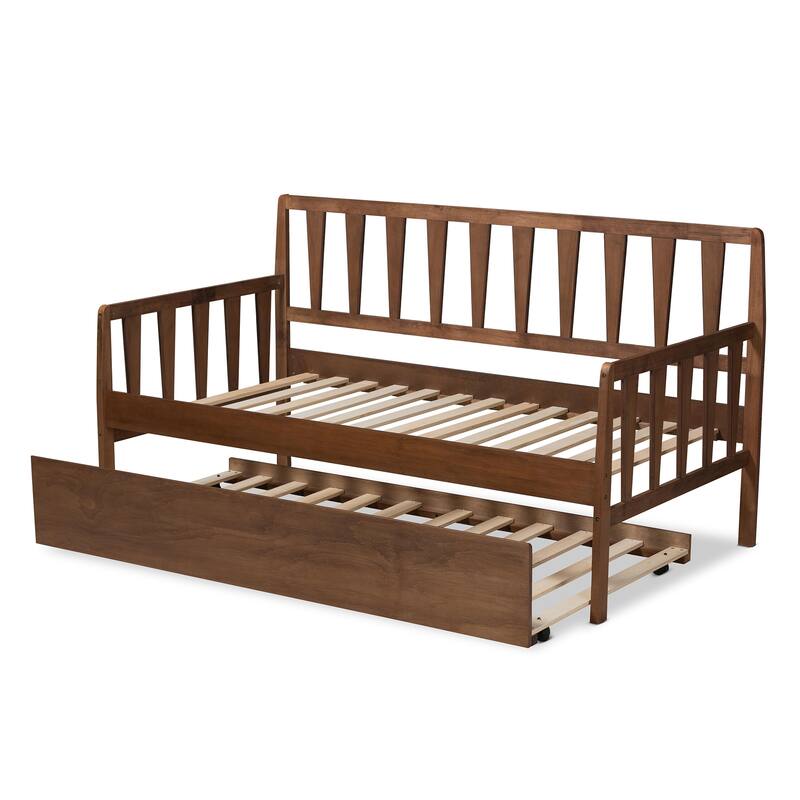 Midori Modern and Contemporary Twin Daybed with Roll-Out Trundle Bed