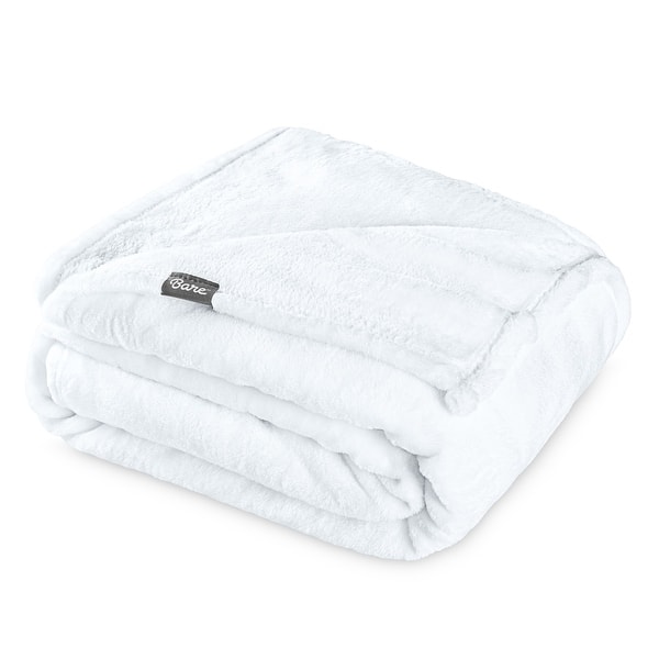 slide 2 of 6, Bare Home Microplush Fleece Blanket - Ultra-Soft - Cozy Fuzzy Warm Full - Queen - White