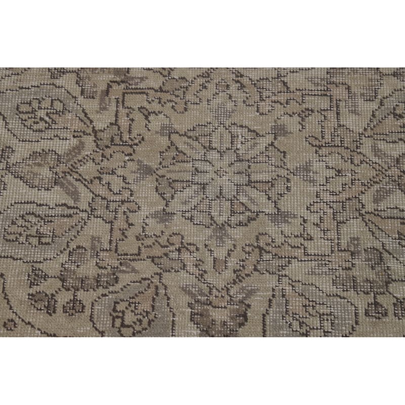 Distressed Tabriz Persian Vintage Rug Hand-Knotted Wool Carpet - 8'4" x 10'10"