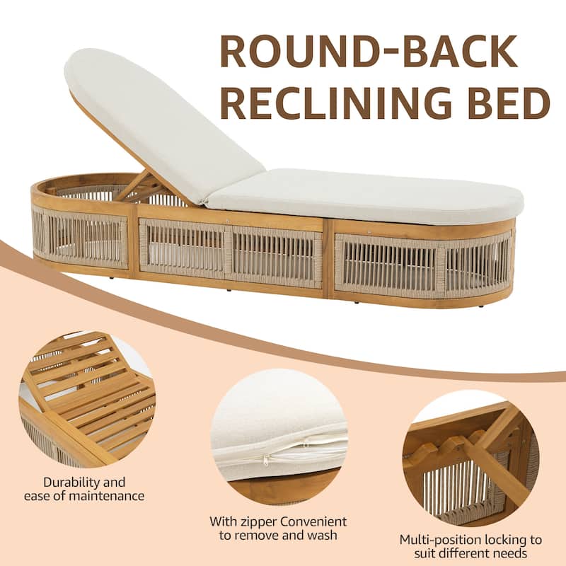 Outdoor Adjustable Acacia Wood Lounge Chair