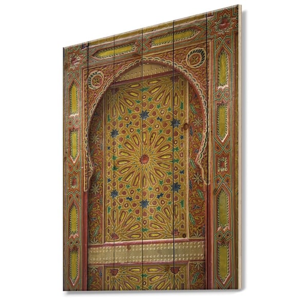 Shop Designart Moroccan Entrance Door In Fez Vintage Print On Natural Pine Wood Multi Color Overstock 26064092