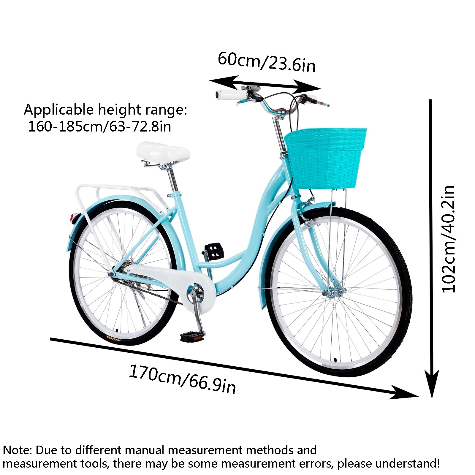 26 inch womens bicycle 7 Speed, Steel Frame, Multiple Colors Ladies Cycling C Mechanical disc brakes are more effective than rim brakes and help make riding safer at high speeds 26-inch Ladies bicycle mountain bike