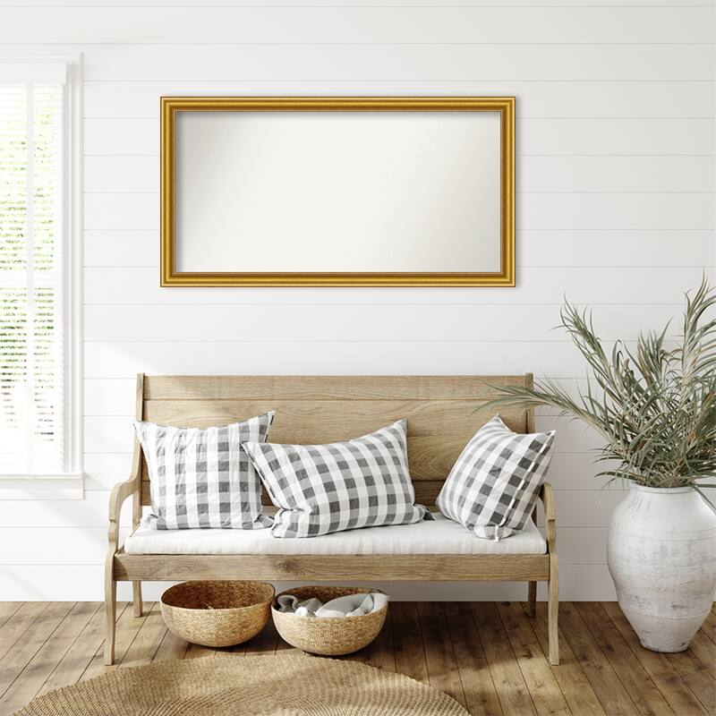Townhouse Gold Framed Non-Beveled Custom Wall Mirror, Bathroom Vanity Mirror