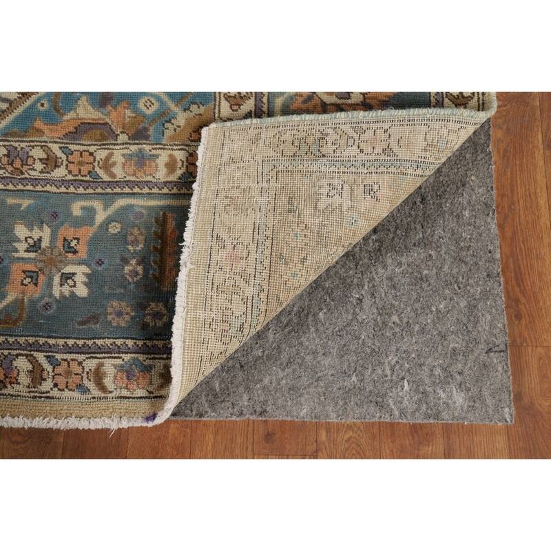 Blue Tabriz Vintage Persian Area Rug Hand-Knotted Wool Carpet - 9'4" x 12'7"