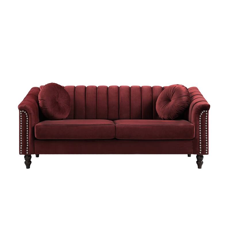 Premium Waterproof Flannel 3-Piece Living Room Sofa Set – Chair, Loveseat & Sofa - Red-S