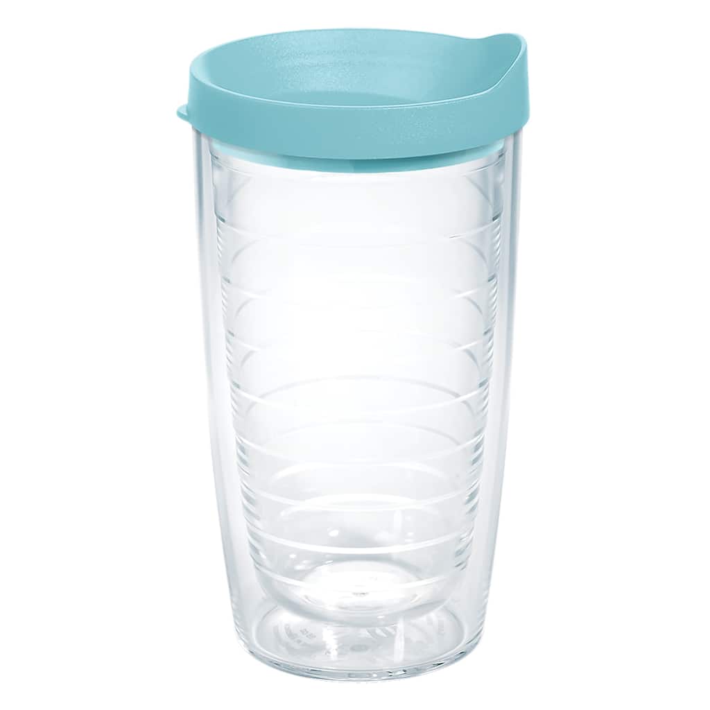 Tervis Clear & Colorful Lidded Made in USA Double Walled Insulated Travel Tumbler, Blue Moon Lid - 16oz