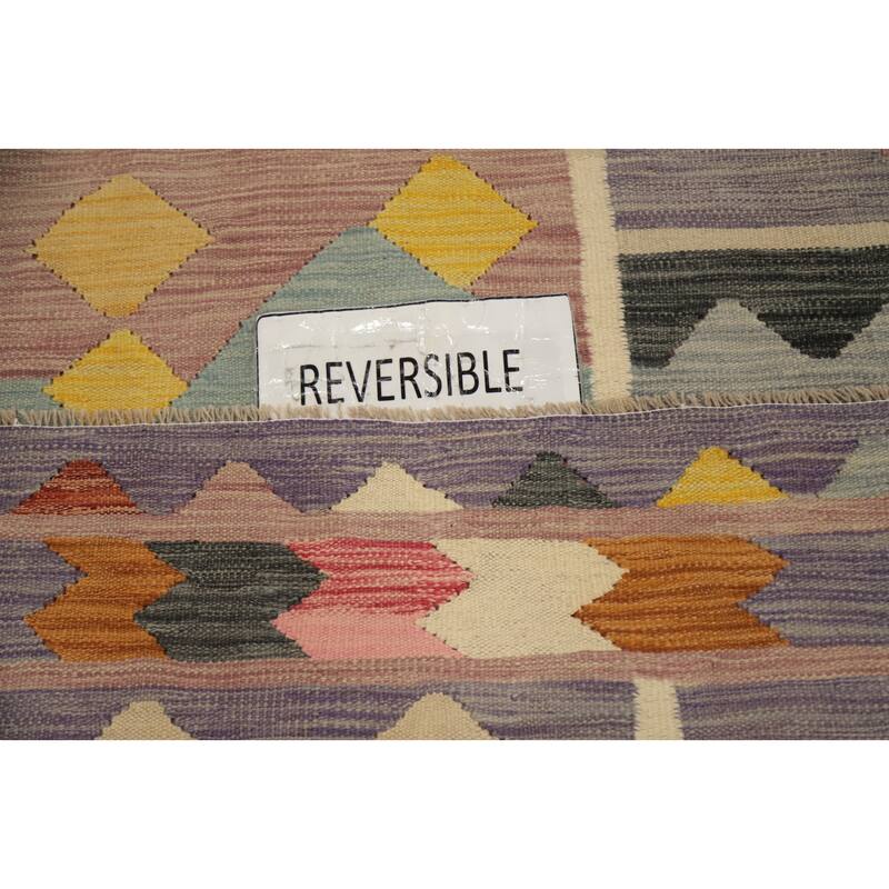 Hand Woven Oriental 100% Wool Carpet Southwestern Tribal Multi-Colored Kilim Area Rug - 9' 11'' X 8' 1''