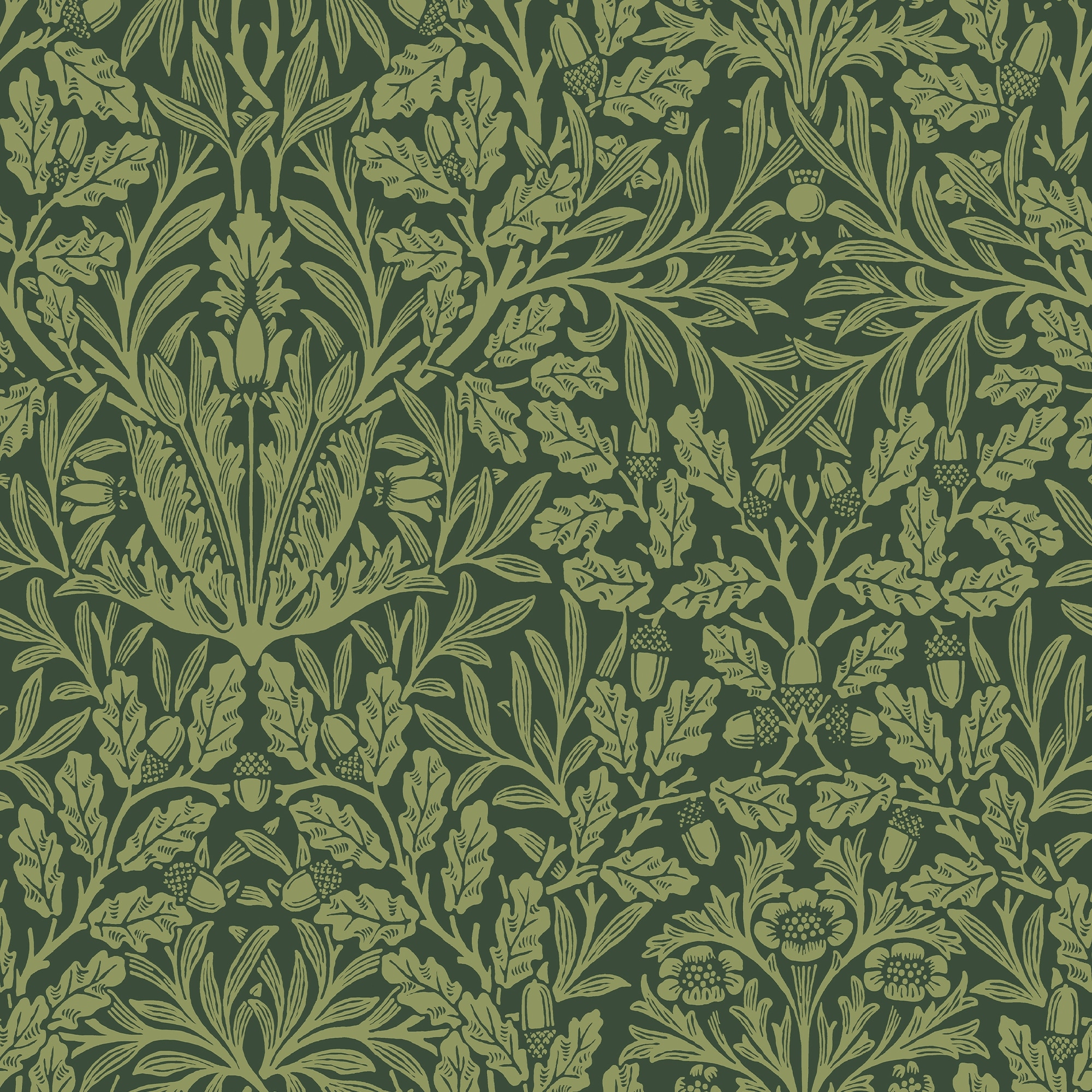 William Morris Acorn Garden Green Wallpaper