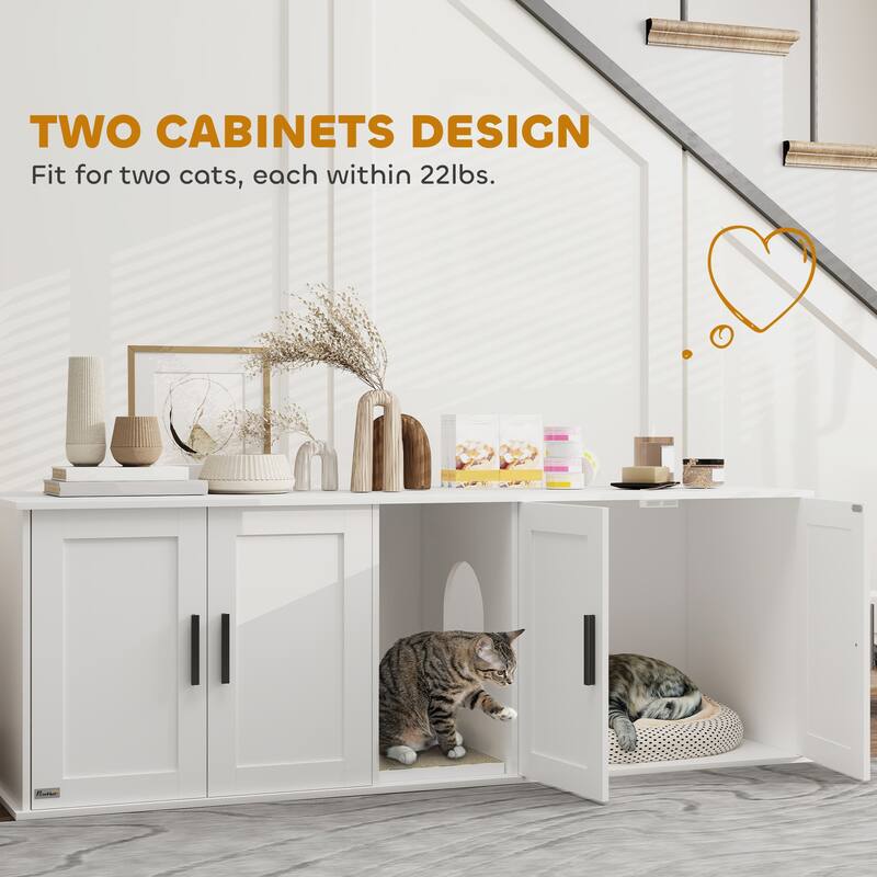 Multifunctional Cat House Wooden Litter Box Enclosure