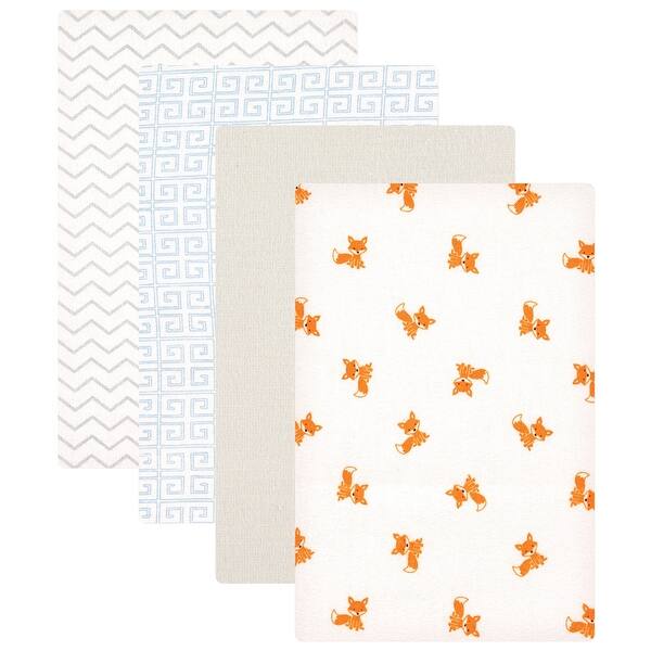 slide 1 of 1, Luvable Friends Baby Boy Cotton Flannel Receiving Blankets, Fox 4-Pack, One Size - Fox 4-Pack - One Size Fox 4-Pack - One Size
