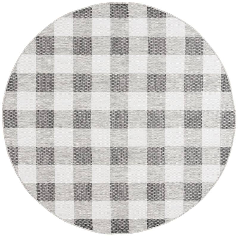 SAFAVIEH Courtyard Eveli Transitional Rug - 6'7" Round - Grey/Dark Grey
