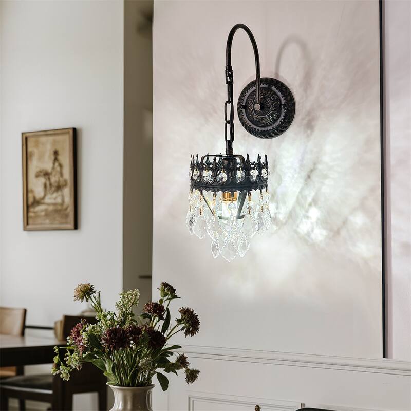 Vintage Crystals Wall Lighting Sconce Lamp with Clear Crystals