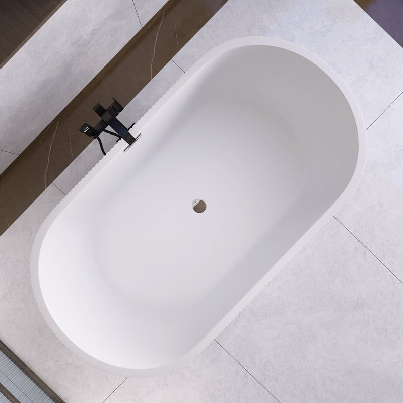 Acrylic Freestanding Flatbottom Soaking Bathtub in Glossy White
