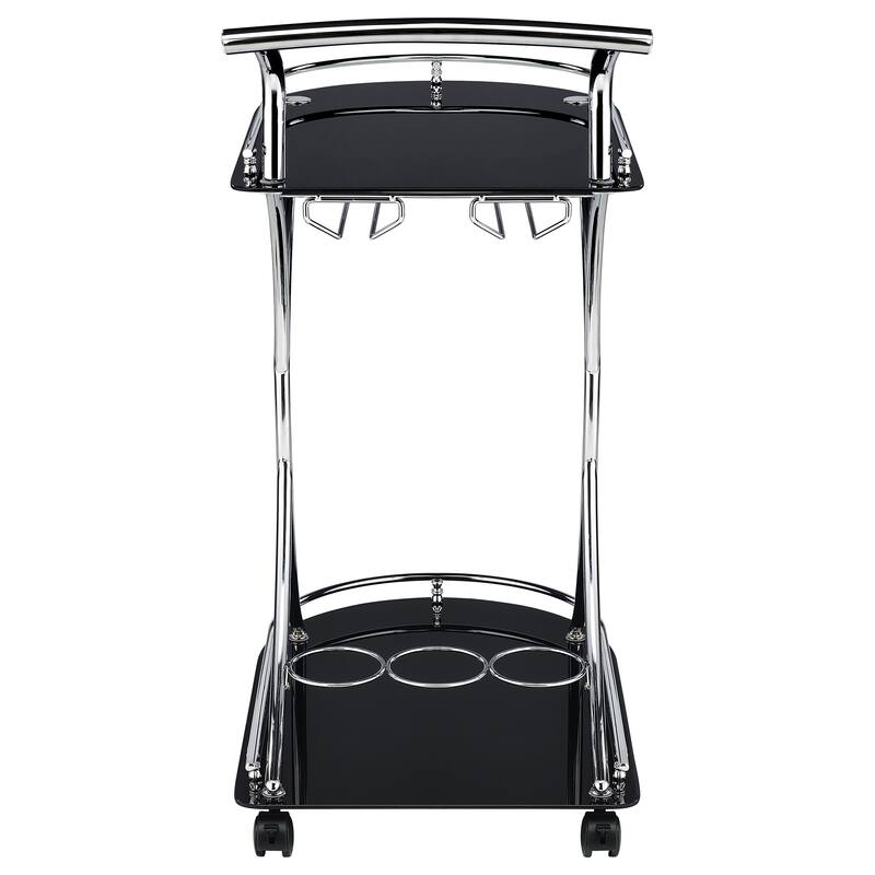 Allen and Chrome 2-Tier Glass Shelf Metal Bar Cart