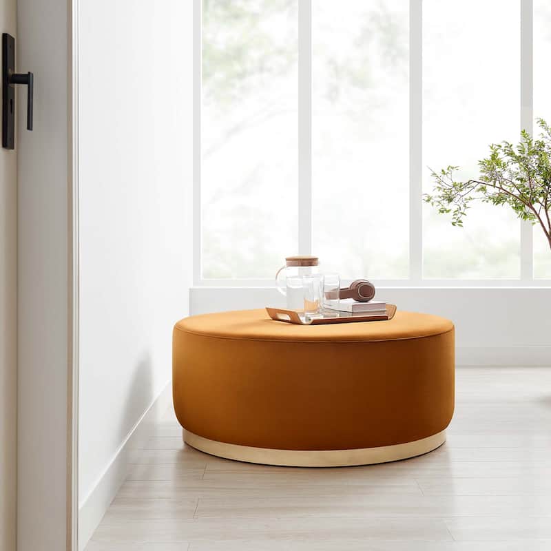 Tilden 16"/23"/29"/38" Performance Velvet Upholstered Ottoman - 39"W x 39"L x 16"H - Rust Natural