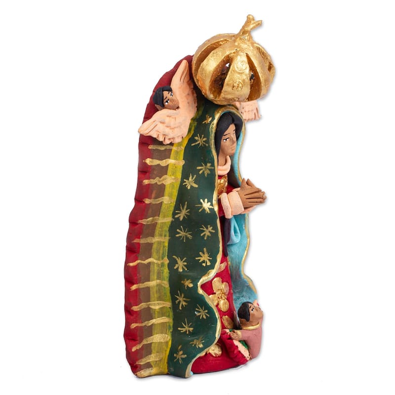 Novica Handmade Angelic Guadalupe Ceramic Sculpture