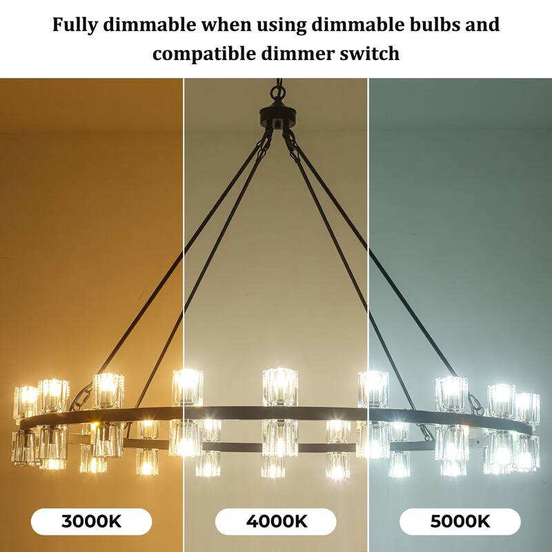 40-light fashionable metal frame wheel light with crystal lampshade bulbs not included
