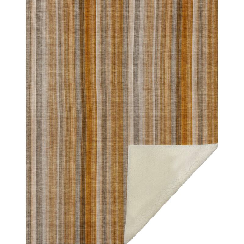 Premium Machine Washable Contemporary Stripe Sherpa Throw Blanket