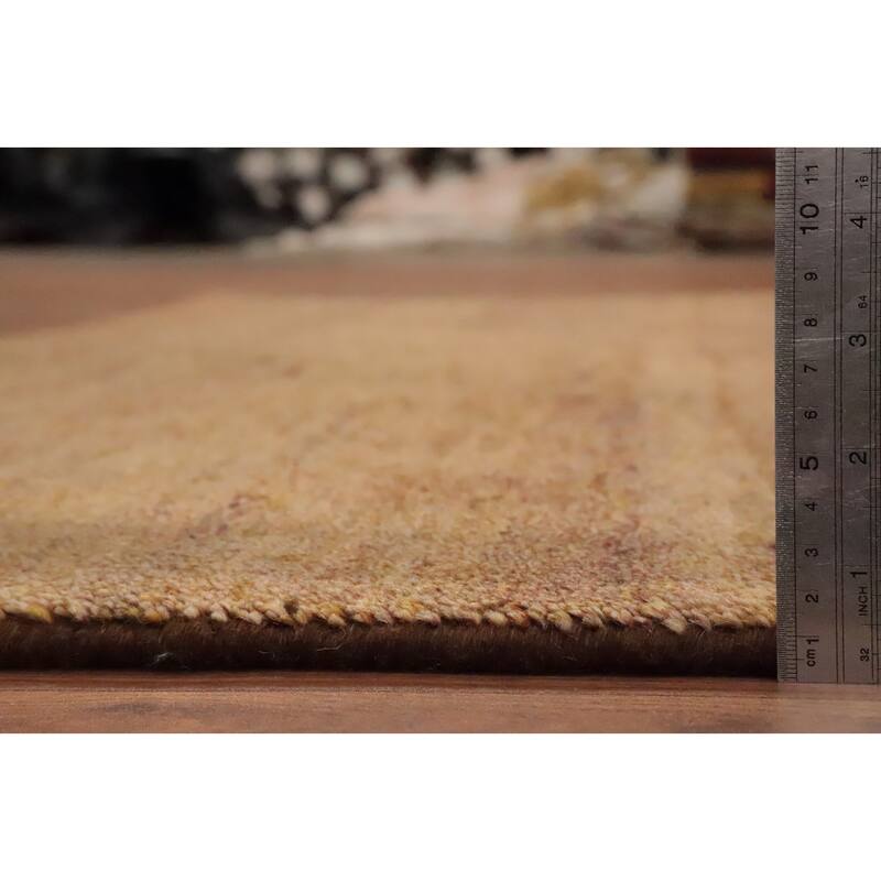 Hand Knotted Oriental 100% Wool Carpet Modern Solid Brown Gabbeh Area Rug - 7' 8'' X 5' 2''