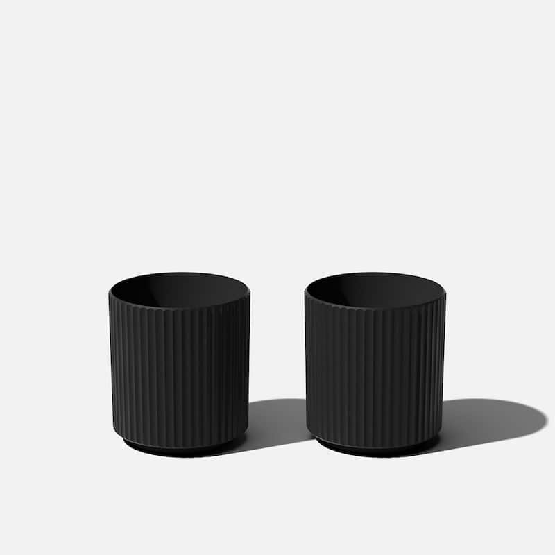 Veradek Demi Series Demi Round Planter - 12 inch - 2 Pack - Black