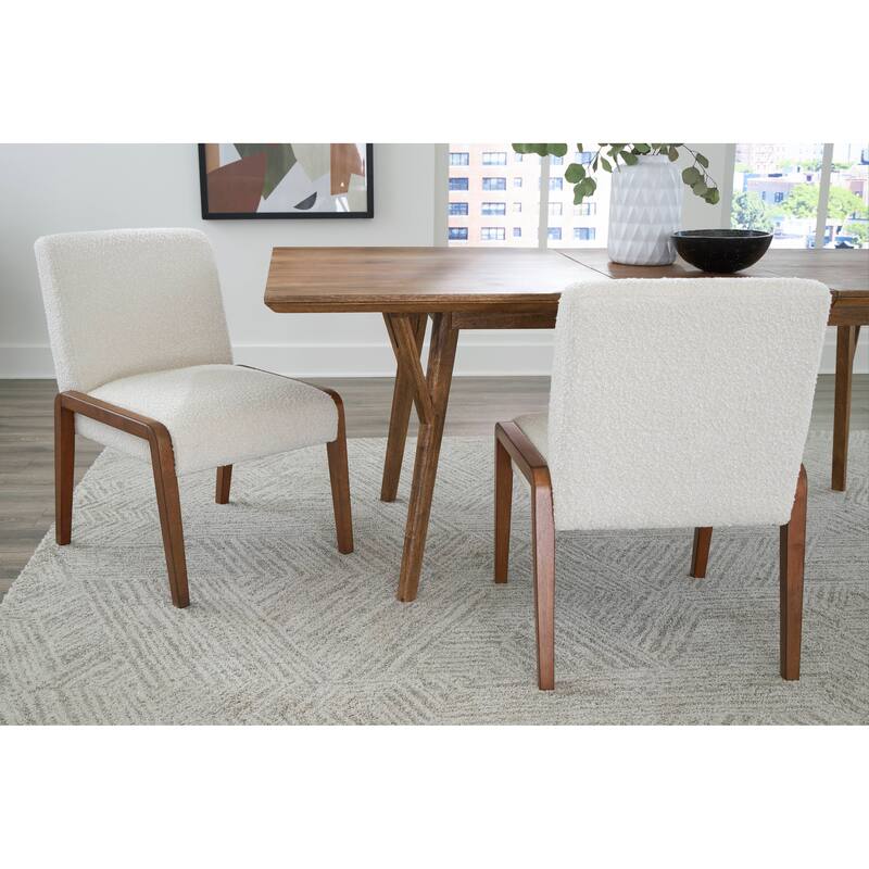 Bixby Upholstered Boucle Dining Chair With Wood Frame (Set of 2) - Set of 2 - Cream - Dining Height