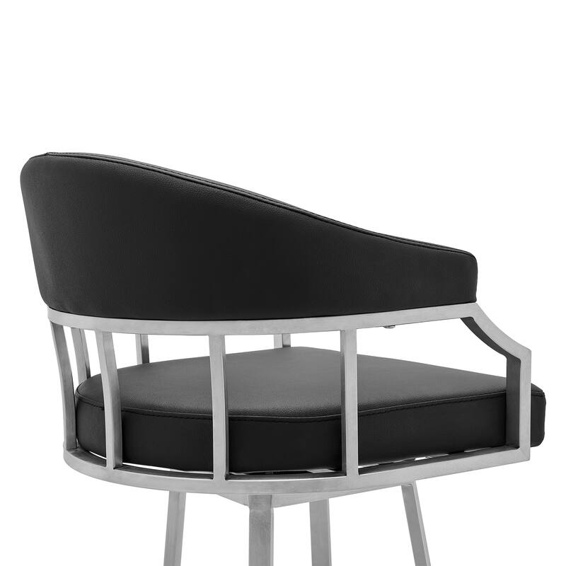 Valerie Faux Leather Upholstered Swivel Bar or Counter Stool with Stainless Steel Frame - N/A