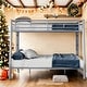 preview thumbnail 11 of 28, Full XL over Queen Metal Bunk Bed with Ladder and Safety Guardrails,Kids Bed Design Silver