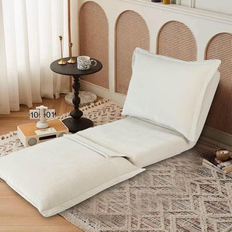 Lazy Sofa Chair Reclining Sofa Bed Floor Standing Single Sleeper Couch with Pillows and Adjustable Backrest for Small Space