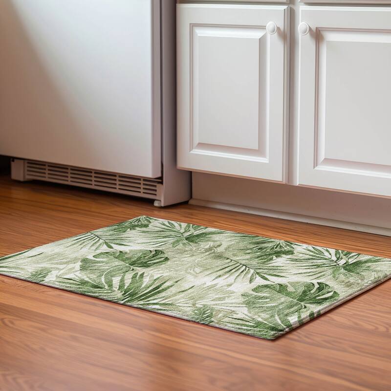 Premium Washable Super Soft Tropical Floral Mayfield Rug - Aloe - 1'8" x 2'6"