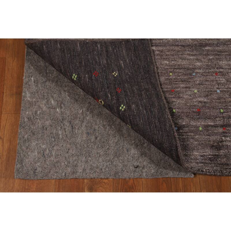 Hand Knotted Oriental 100% Wool Carpet Tribal Tribal Brown Gabbeh Area Rug - 9' 11'' X 7' 11''