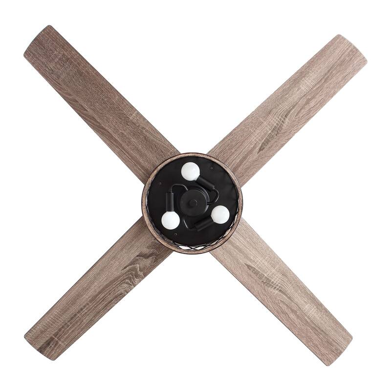 52 in. Indoor Black Downrod Mounting Ceiling Fan with Light Kit and Remote