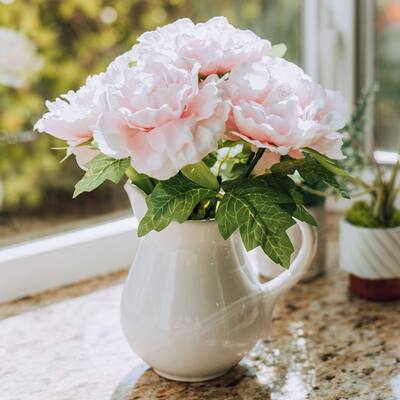 11.5" TALL White PEONY IN CERAMIC Vase - ONE-SIZE