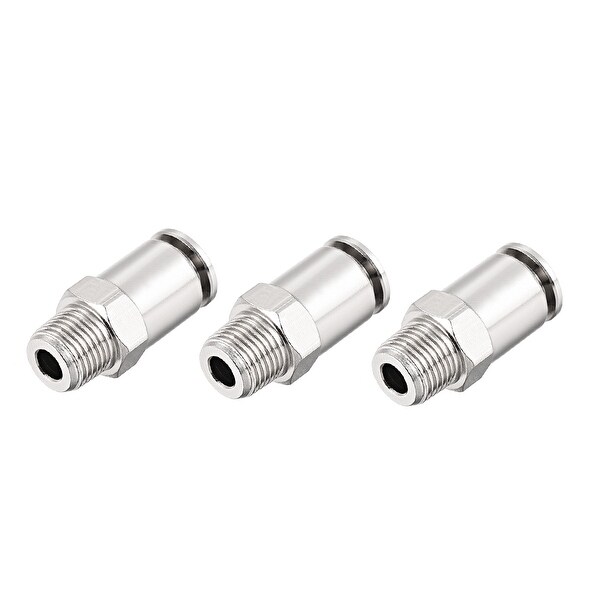 6mm Tube to 1/8NPT Push Lock Fitting,Brass Nickel Plated Quick Tube Fitting 3pcs