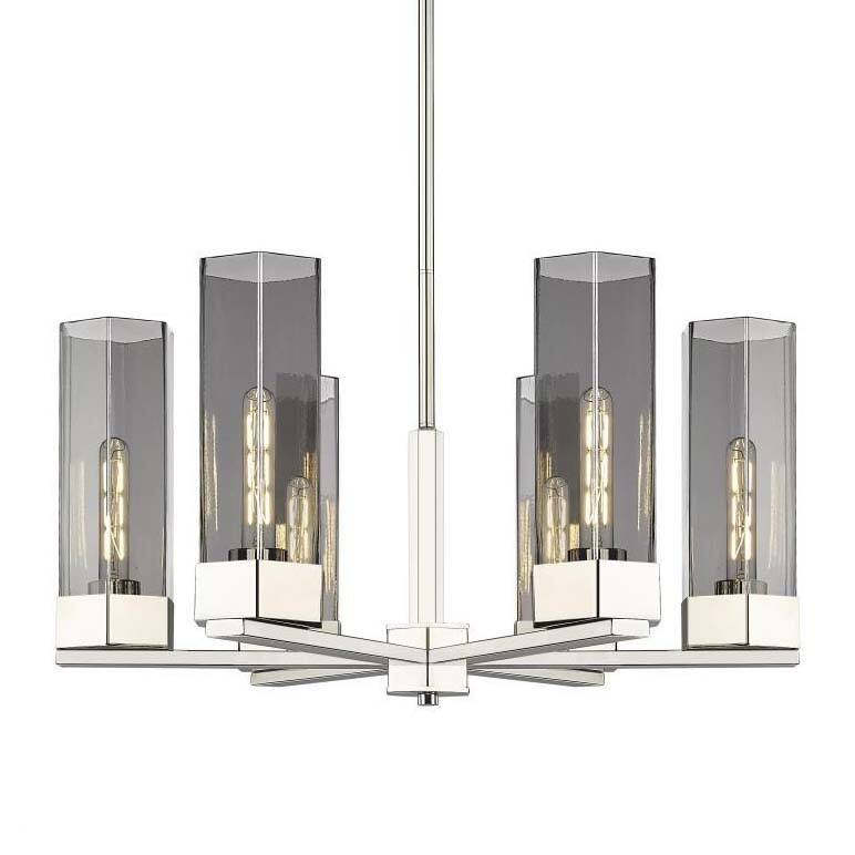Innovations Lighting 427-6CR-16-29 Claverack Chandelier Claverack 6 - Polished Nickel / Plated Smoke